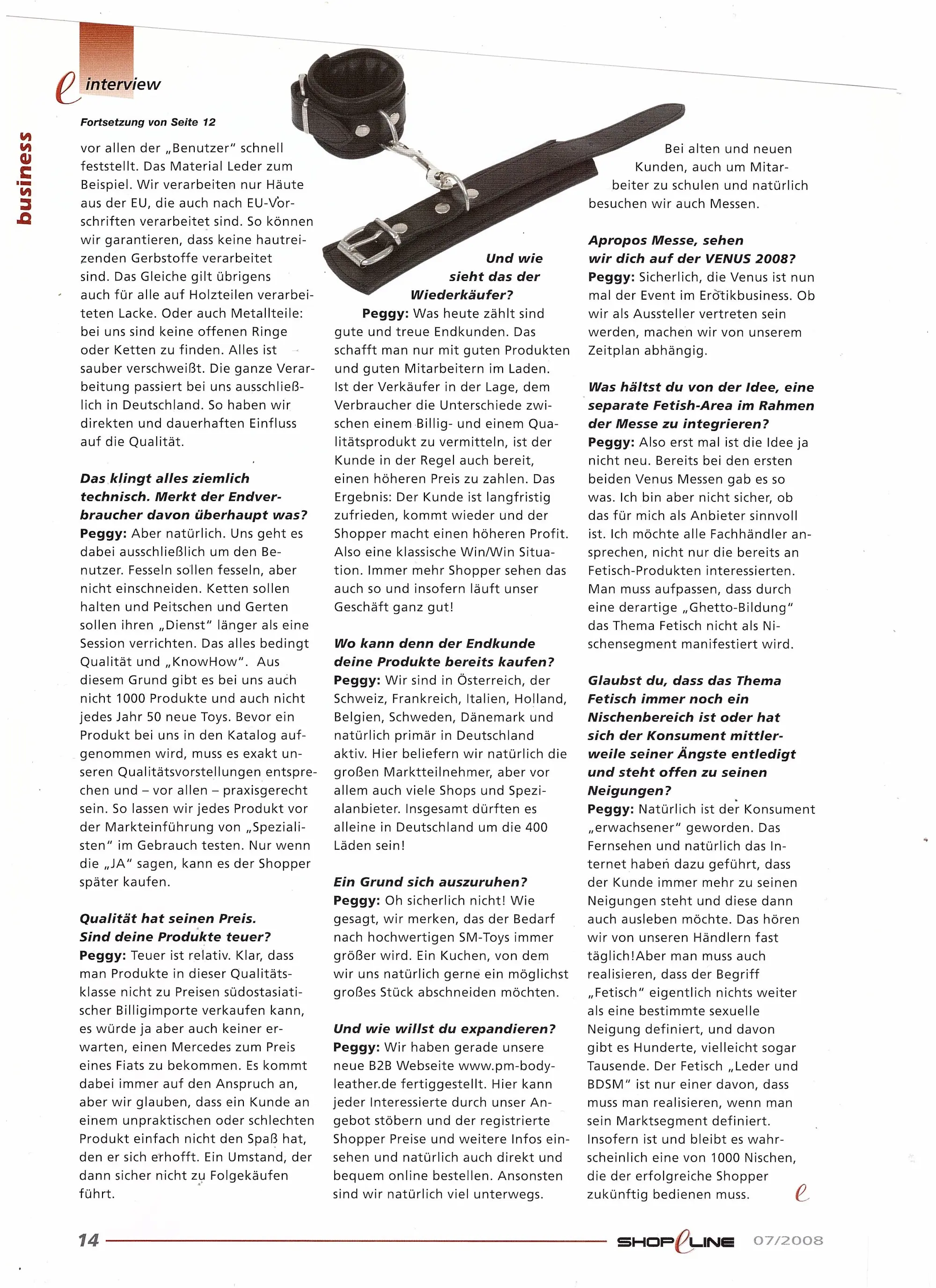 SHOPeLINE Ausgabe 07/2008, Seite 14, Fortsetzung des Interviews